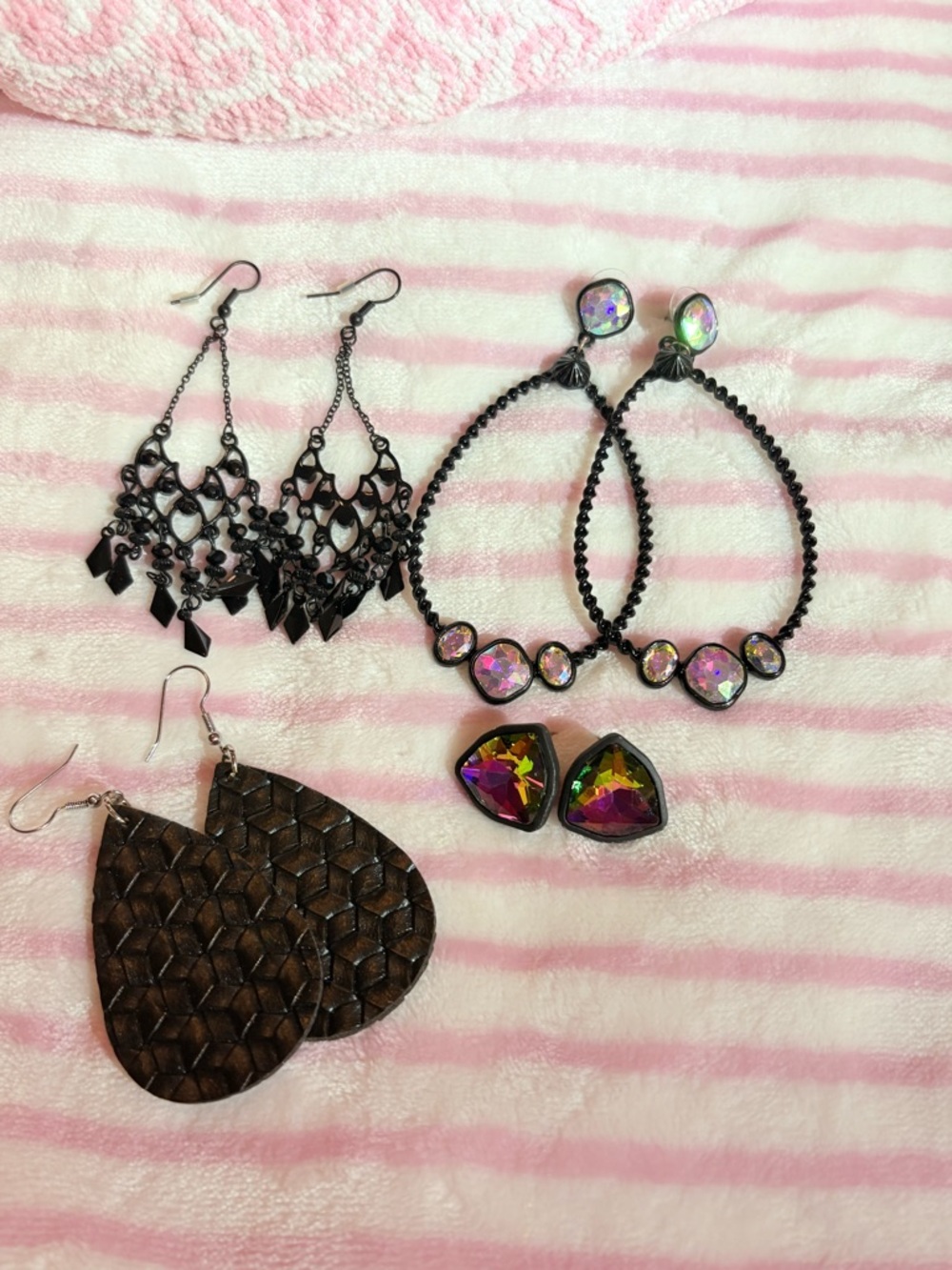 Black Iridescent earring bundle